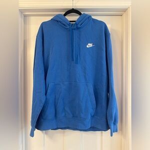 Nike Classic Blue Hooded Sweatshirt with White Logo - Size XL